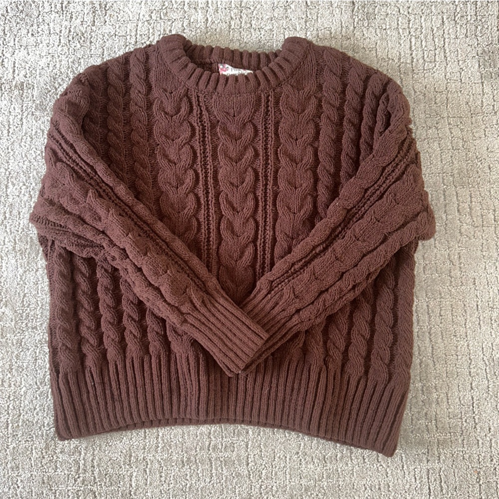 Pink Republic Brown Cable Knit Sweater